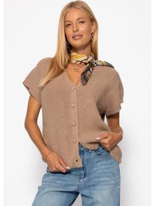 SASSYCLASSY Вязаный жилет с пуговицами в форме сердечек, бежевого цвета