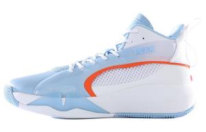 Баскетбольные кроссовки мужские высокие небесно-голубые / белые Peak