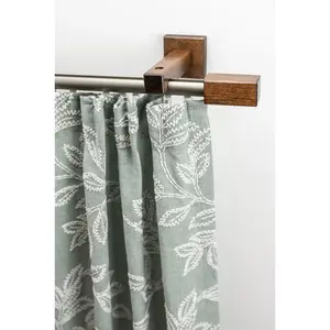 Карниз Cubus, Quader Innenlauf 1-рядный по желаемой длине, внутреннее крепление для штор, удлиняемый, дерево-алюминий Garesa, Chromfarben/nussbaum