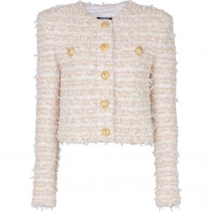 Куртка Cropped Tweed Jacket BALMAIN, бежевый
