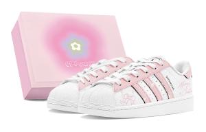 SUPERSTAR Couple's, Сказочная Ночь, Бант, Девчачий Розовый, Сладкий и Милый Износостойкий Low top Adidas Originals, белый/розовый