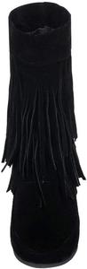 Женские замшевые ботильоны с двойными кисточками, средняя голень, плоская подошва, круглый носок, искусственная замша, без шнуровки, повседневные скрытые ботинки до щиколотки Generic, Black
