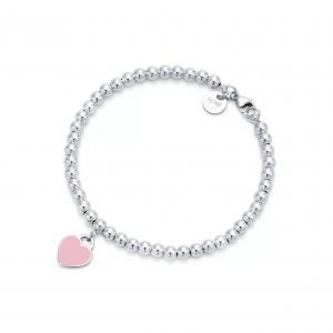 Браслет Tiffany & Co. Return to Tiffany Pink Heart Tag Bead, серебро