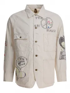 Хлопковая рубашка-куртка с графическим принтом Kapital, нейтральный
