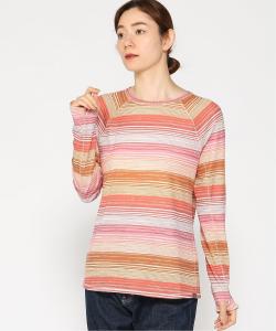 Повседневная футболка SunSmart, с длинными рукавами, круглым вырезом и в полоску, стандартный американский крой.