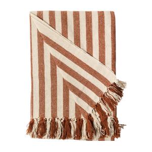 Au Maison Полосатое одеяло, 130х180 см, 100% хлопок, золотисто-коричневый/натуральный цвет
