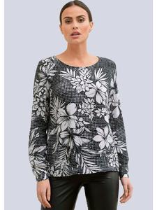 Alba Moda Черная блузка в клетку «гусиная лапка»