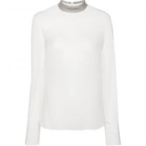 Блузка с декоративным воротником стойкой Brunello Cucinelli, белый