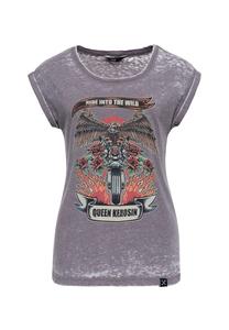 Футболка в поношенном виде поездка на природу Queen Kerosin, серый