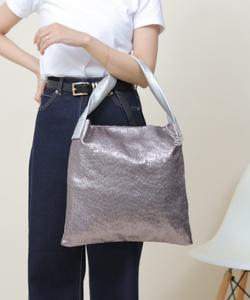 Легкая кожаная сумка-тоут с одной ручкой и блестками United Base, цвет Silver