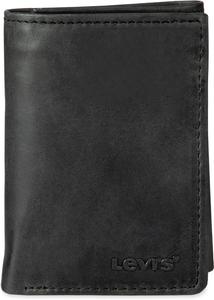 Мужской кошелек Levi's Trifold - изящный и тонкий, с окошком для удостоверения личности и держателем для кредитных карт, Black Slim