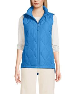 Женский высокий стеганый утепленный жилет FeatherFree Onion Lands' End, Muted cobalt blue
