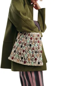 Сумка-ведро с бисером Zara, светло-бежевый