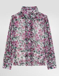 Рубашка из крепа с принтом "фиалки" Dolce&Gabbana, мультиколор