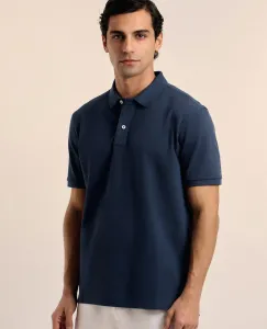 Мужская рубашка-поло классического кроя с короткими рукавами из пике Valecuatro, темно-синий