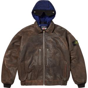 Куртка Supreme x Stone Island Leather Bomber, коричневый
