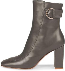 Женские ботильоны FYS с квадратным носком, боковой молнией, массивным высоки́м каблуком и ремешком на щиколотке, повседневная обувь, размер 4-16 США, Grey