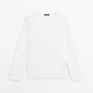 Футболка Massimo Dutti 100% Cotton Long Sleeve, белый