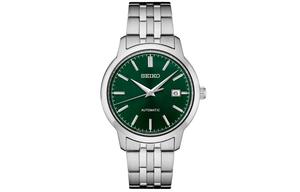 Часы с автоматическим механизмом, водонепроницаемые до 100 м, ремешок из нержавеющей стали, коллекция Essentials SEIKO, зеленый dial