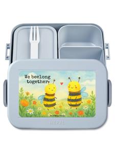 Mr. & Mrs. Panda Дизайн бенто-бокса «Влюбленная пчела» с надписью пастельно-голубого цвета