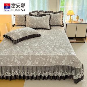 Fuanna Плед из плюша и велюра 250х260 см, комплект из 3 предметов (покрывало и 2 наволочки), цвет The morning breeze blows gently