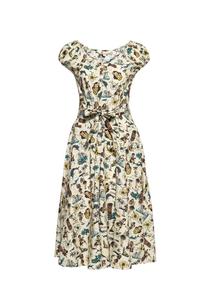 Платье А-силуэта с принтом по всей поверхности в гавайском стиле Queen Kerosin, экрю