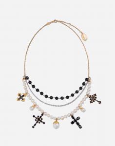 Колье sicily  18-каратное желтое и белое золото и черные сапфиры Dolce & Gabbana, золото