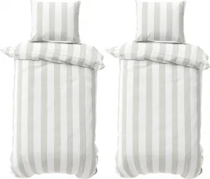 Комплект постельного белья 155x220 см, пододеяльник из джерси и хлопка, комплект постельного белья, белый, серый, в полоску, 4 предмета Visaggio