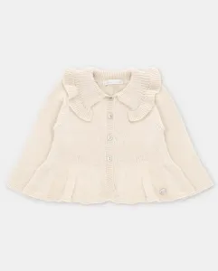 Детская вязаная куртка с оборчатым воротником песочного цвета Martín Aranda