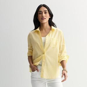 Повседневная рубашка на пуговицах Petite Sonoma Goods For Life, Soft Yellow Stripe