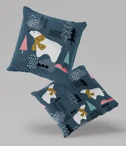 Подушка велюровая PREMIUM с изображением медведя, 40 х 40 см. Декоративная, с наполнителем, для гостиной, спальни или в качестве рождественского подарка. 5made