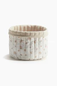 Стеганый кофр для хранения H&M, 20х15 см, Светло-бежевый/Цветочный принт