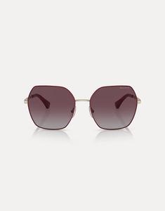 Солнцезащитные очки Ra4138 с квадратными поляризованными линзами и фиолетовыми линзами бордового цвета Ralph