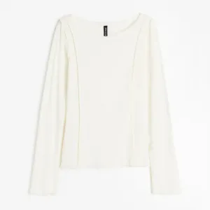Лонгслив H&M Flatlock Seams, кремовый
