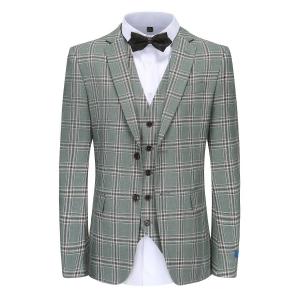 Мужской костюм-тройка приталенного кроя в клетку Glen Green Braveman, зеленый