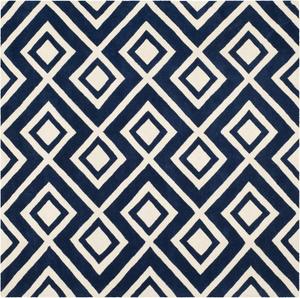 Ковер SAFAVIEH, 214 x 214 см, Chatham Collection, Dark Blue & Ivory, ручной работы, геометрический узор середины века, шерсть, идеально для помещений с высокой проходимостью в гостиной, спальне (CHT742C)