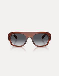 Солнцезащитные очки Irregular с поляризованными линзами серого цвета, прозрачно-коричневого цвета Ray-Ban