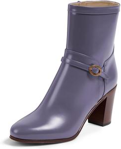 Женские ботильоны FOWT с массивным высоким каблуком, заостренный носок, боковая молния, классические для повседневной носки, удобные для прогулок, размеры 4-16 US, Medium Purple