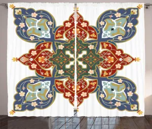 Штора ABAKUHAUS в восточном деревенском стиле, турецкая, османская, арабская, присборенная, с петлями и крючками, 280 x 225 см, цвет: кадетский синий, бирюзовый, белый, рубиновый Abakuhaus