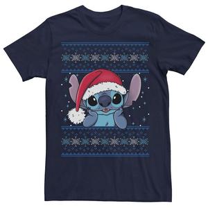 Мужская футболка Disney's Lilo & Stitch Christmas Stitch Ugly Sweater Style, темно-синий
