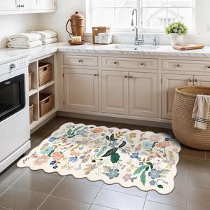 Ковровая дорожка с фестоном Hy Hao Yun Lai Floral для кухни, 61х122 см, кремовый/цветочный