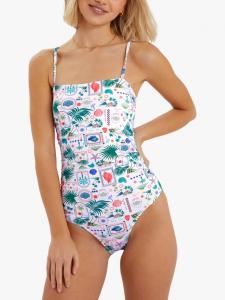 Купальник с принтом открытки Accessorize, Ivory/Multi