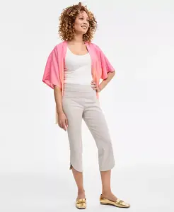 Женские капри средней посадки с тюльпанообразным подолом на резинке JM Collection, коричневый/бежевый