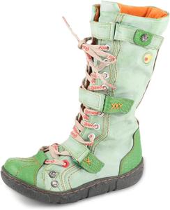 Женские модные ботинки TMA EYES - комбинация искусственной и натуральной кожи, боковая молния и ремешок, подкладка из искусственного меха для тепла и комфорта, Green