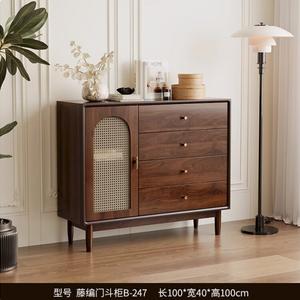 Mikemijia Комод 100х40х80 см для гостиной из ротанга, настенный, 1 дверца, 4 ящика, сборка на месте