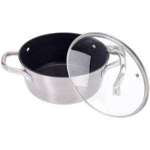 Кастрюля с крышкой, диаметр 20 x 9 см, алюминий. Excellent Houseware, серебряный