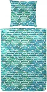 Комплект постельного белья Hahn Renforcé, синий узор, 155x220 см + 80x80 см