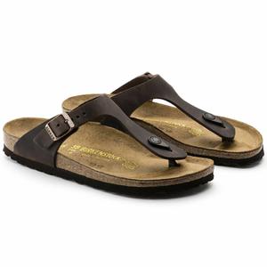Birkenstock Женские сандалии Gizeh из промасленной кожи цвета «Гавана»