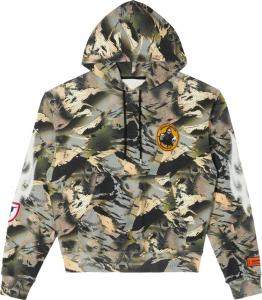 Худи Heron Preston Hoodie Camo Flaming Sleeve 'Camou Green', зеленый