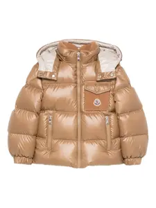 Пуховик Yule с капюшоном Moncler Enfant, коричневый